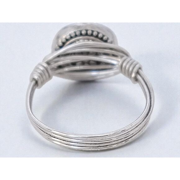 Vintage 925 Silver Wire Wrapped Flower Ring Oxidized Boho Artisan Design - Picture 4 of 7
